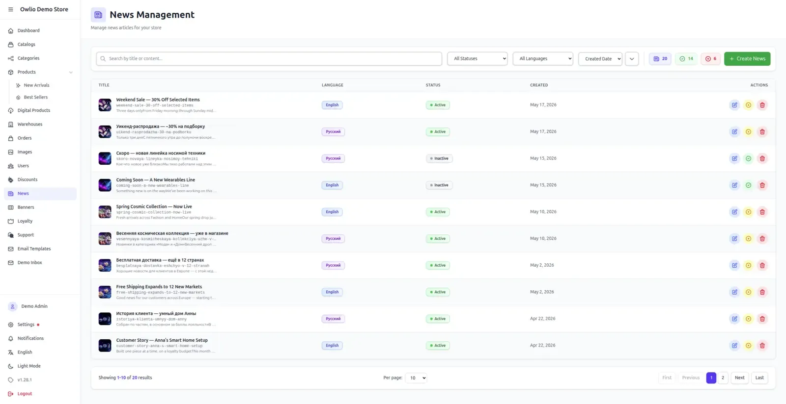 Admin Panel — News & Articles
