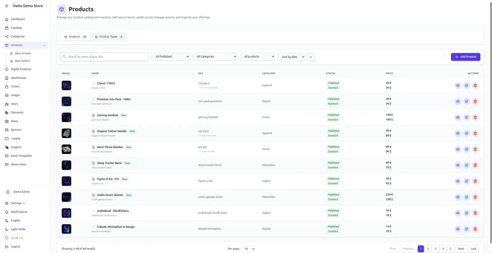 Admin Panel — Product Catalog