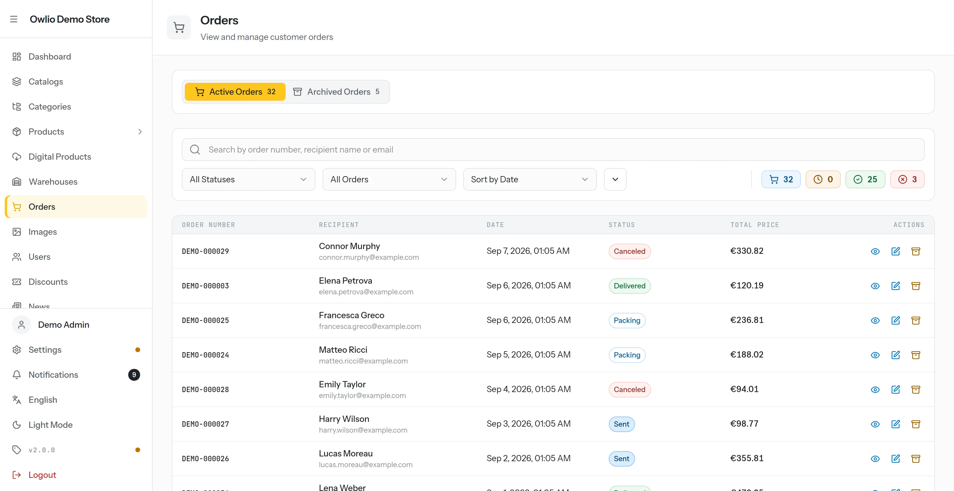 Admin Panel — Order Management